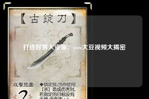 打造好男人资源：www大豆视频大揭密